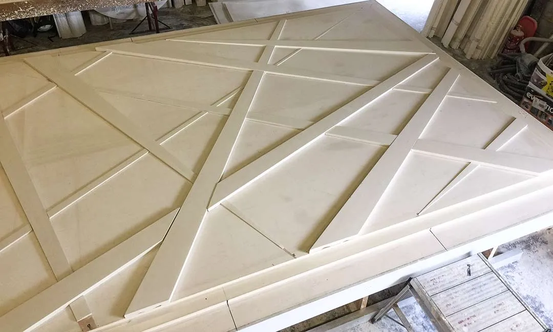 full “pre-mould” set up of the ceiling full “pre-mould” set up of the ceiling