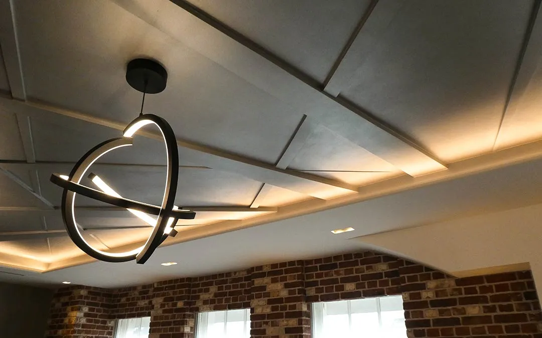 The final ceiling with installed pedant lights The final ceiling with installed pedant lights